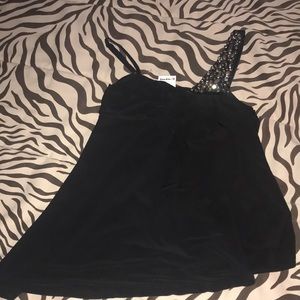 Black jeweled strap top